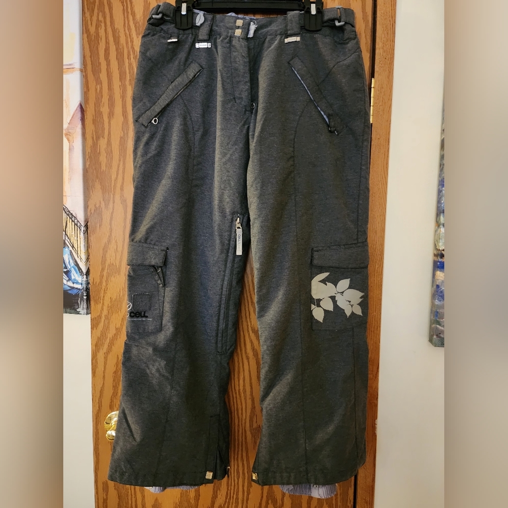 Ride snowboarding ski winter active pants, insulated, gaters, charcoal, large